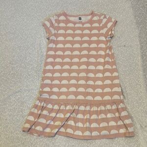 TEA Collection pink beige geo print dress girls size 8